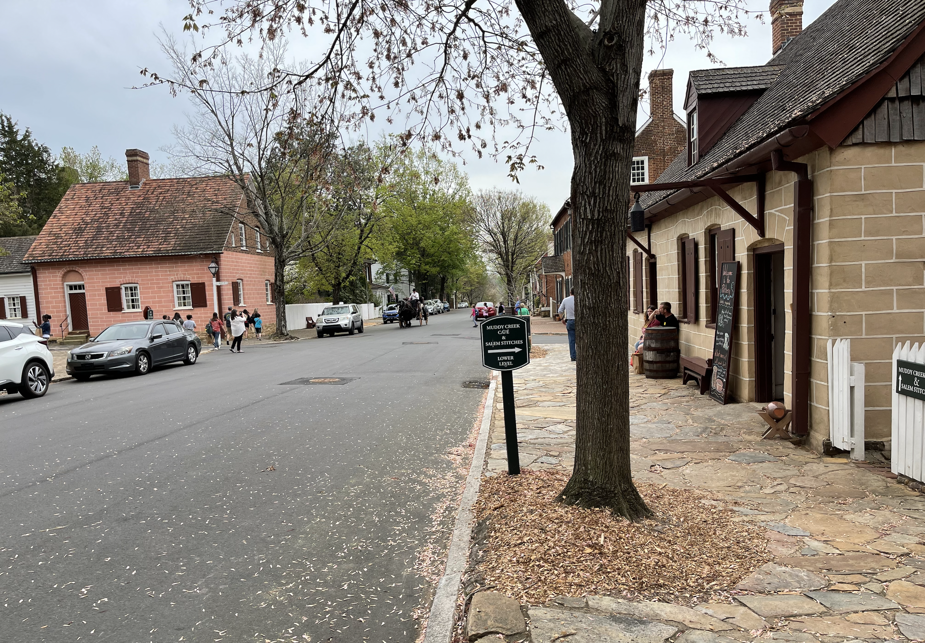Photo looking down the street at Old Salem, NC